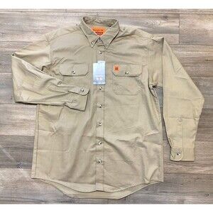 Wrangler FR Flame Resistant Mens XXL Long Sleeve Western Canvas Tan Work Shirt